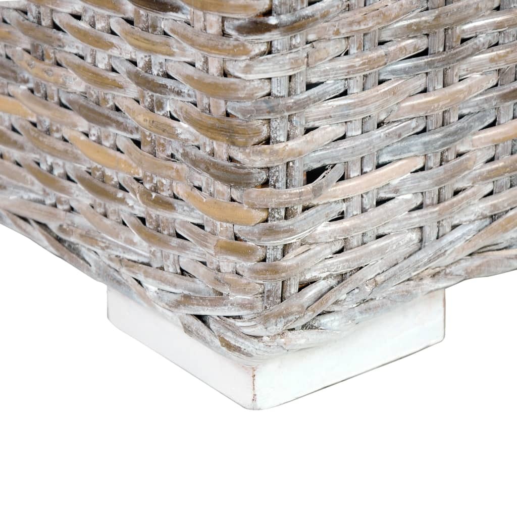 Storage Box 120 cm White Kubu Rattan and Solid Mango Wood